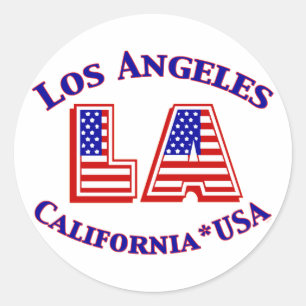 Pegatina Redonda Logo patriótico de Los Ángeles