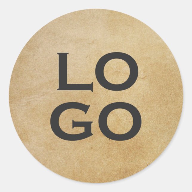Pegatina Redonda Logo personalizado en pergamino rústico (Anverso)