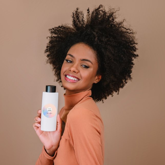 Pegatina Redonda Logo Pestañas Maquillaje Cabello Uñas Negocio Rosa (FlorenceK Studio )