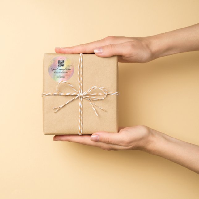 Pegatina Redonda Logo QR Código Promocional Tienda Holográfica Flor (Subido por el creador)