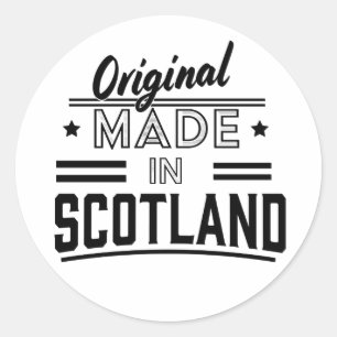 Pegatina Redonda Logo retro original hecho en Escocia