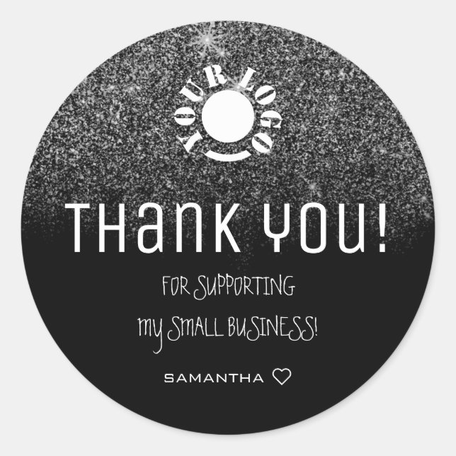 Pegatina Redonda Logo Template Purpurina Stars Luxam Glam Gracias (Anverso)