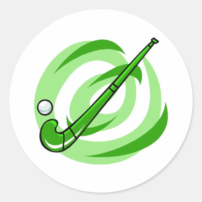 Pegatina Redonda Logo verde de Field Hockey (Anverso)