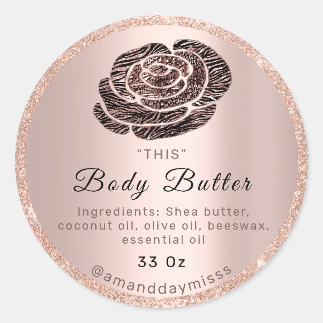 Pegatina Redonda Logotipo Aceite Báltico Cosméticos Rosa de embalaj (Anverso)