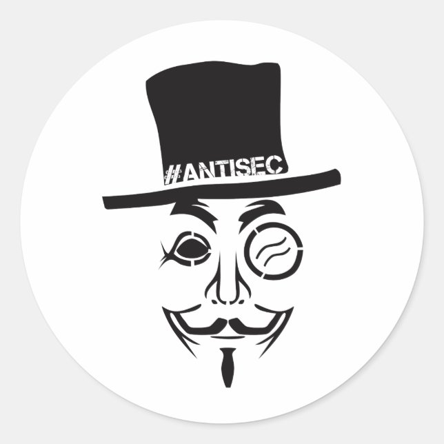 Pegatina Redonda Logotipo AntiSecurity Hacker (Anverso)