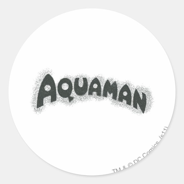 Pegatina Redonda Logotipo Aquaman Grunge Black (Anverso)