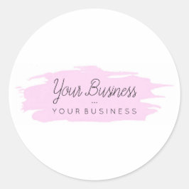 Pegatina Redonda Logotipo básico del Personalizado de pincel 1 rosa
