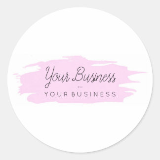 Pegatina Redonda Logotipo básico del Personalizado de pincel 1 rosa