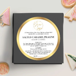 Pegatina Redonda Logotipo blanco y oro Ingredientes de panadería mo