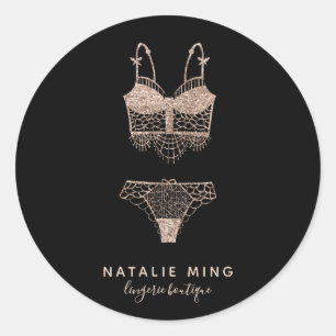 Pegatina Redonda Logotipo boutique de Rosa Gold Lingerie