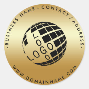 Pegatina Redonda Logotipo Círculo Y Textos Textos De Oro