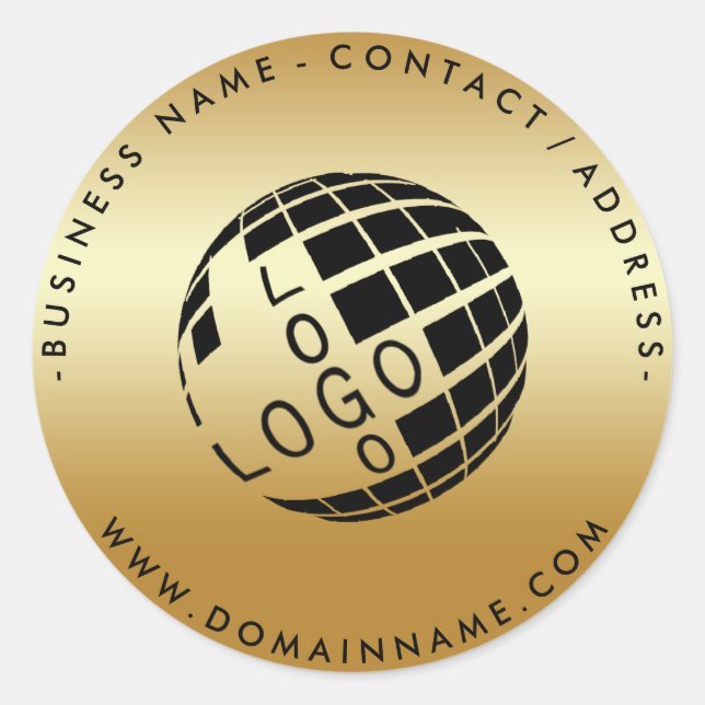 Pegatina Redonda Logotipo Círculo Y Textos Textos De Oro (Anverso)