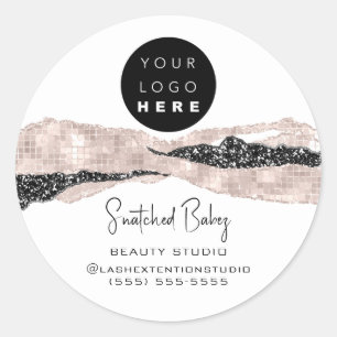 Pegatina Redonda Logotipo Código QR Peluquería de maquillaje de maq