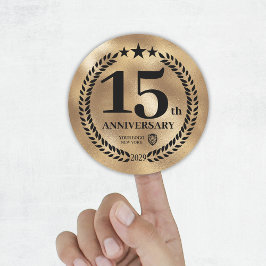 Pegatina Redonda Logotipo comercial conmemorativo del 15 aniversari