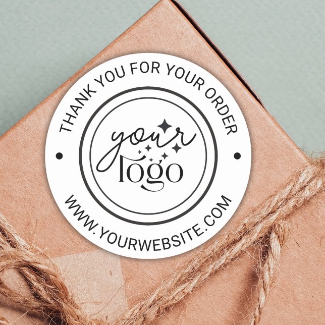 Pegatina Redonda Logotipo comercial de personalizado Gracias (Custom thank you business logo sticker)