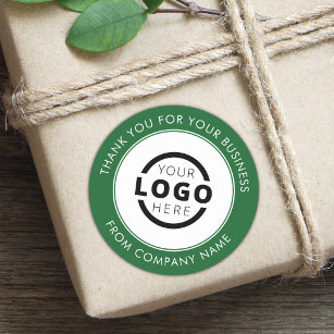 Pegatina Redonda Logotipo comercial de personalizado Gracias Verde