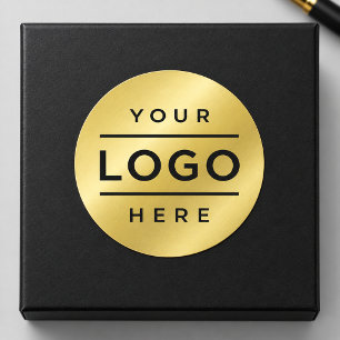 Pegatina Redonda Logotipo Comercial Dorado Redondo Personalizado Pr