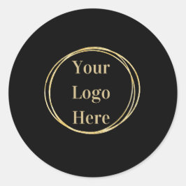 Pegatina Redonda Logotipo comercial Negro mínimo