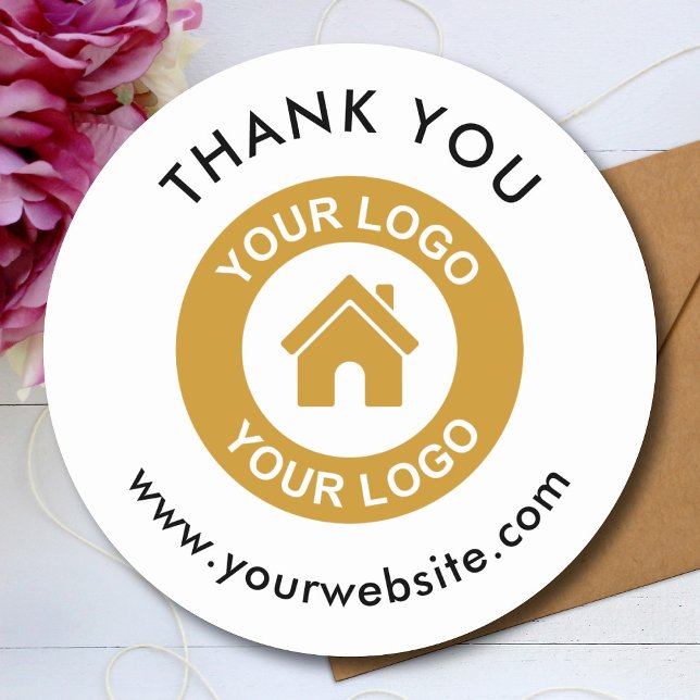 Pegatina Redonda Logotipo comercial personalizado Gracias Sitio web (Subido por el creador)