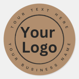 Pegatina Redonda Logotipo comercial simple marrón