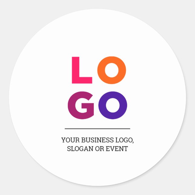Pegatina Redonda Logotipo comercial y texto (Anverso)