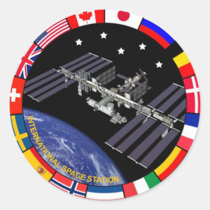 Pegatina Redonda Logotipo compuesto de miembros de ISS