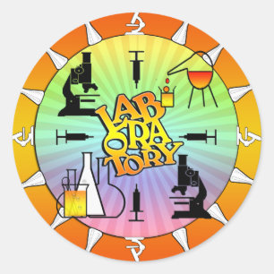 PEGATINA REDONDA LOGOTIPO CUADRADO DEL LABORATORIO 4