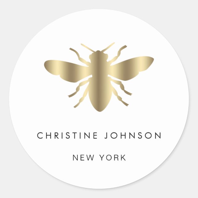 Pegatina Redonda logotipo de abeja (Anverso)