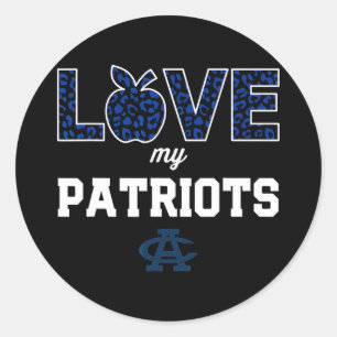 Pegatina Redonda Logotipo de Adams Central Patriotic Love My Team H