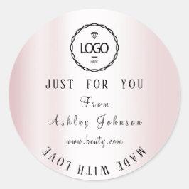 Pegatina Redonda Logotipo de agradecimiento hecho con amor Rubor Pi