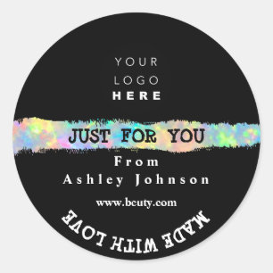 Pegatina Redonda Logotipo de agradecimiento hecho con amor Stroke H