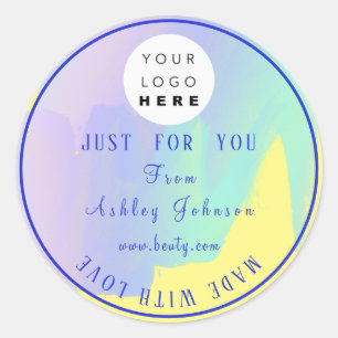 Pegatina Redonda Logotipo de agradecimiento hecho con pintura amari