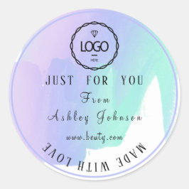 Pegatina Redonda Logotipo de agradecimiento hecho con pintura con m