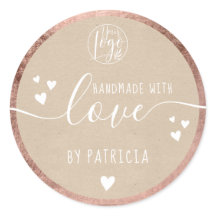 Logotipo de amor hecho a mano corazones rosa oro k