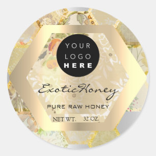 Pegatina Redonda Logotipo de Apiario Apiario Abee de miel de abeja