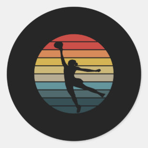 Pegatina Redonda Logotipo de baloncesto retro vintage de Wnba