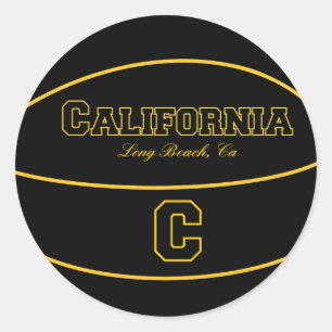 Pegatina Redonda Logotipo de básquetbol de Long Beach California