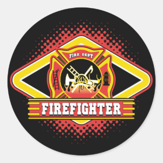Pegatina Redonda Logotipo de bombero