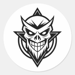 Pegatina Redonda Logotipo de cabeza zombi