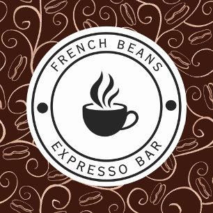 Pegatina Redonda Logotipo de café Tipografía Sticker