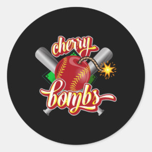 Pegatina Redonda Logotipo de Cherry Bombs Equipo Softll a juego par