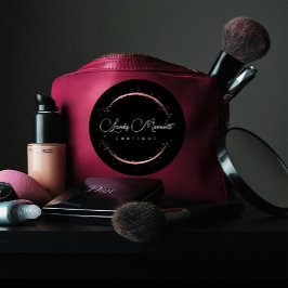 Pegatina Redonda Logotipo de Círculo de Rosa Dorado de Boutique