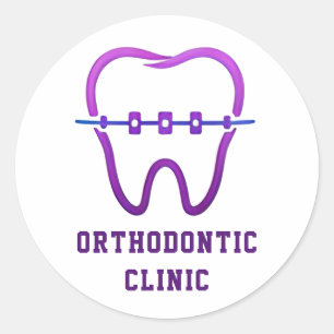 Pegatina Redonda Logotipo de Clínica Ortodóntica Especialista en Fr