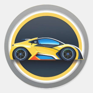 Pegatina Redonda Logotipo de coche deportivo en estilo circular mod