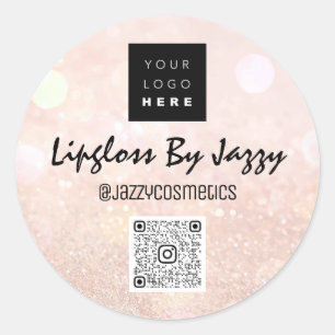 Pegatina Redonda Logotipo de código QR para blushGlitter de agradec