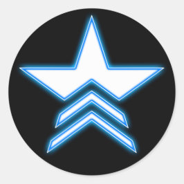 Pegatina Redonda Logotipo de Comandante de Estrella Azul Brillante 