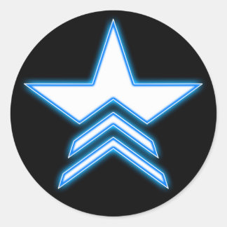 Pegatina Redonda Logotipo de Comandante de Estrella Azul Brillante 