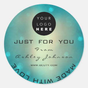 Pegatina Redonda Logotipo de compra de agradecimiento hecho con amo