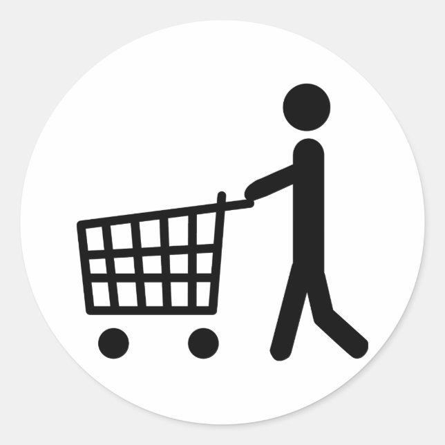 Pegatina Redonda logotipo de compras masculino (Anverso)