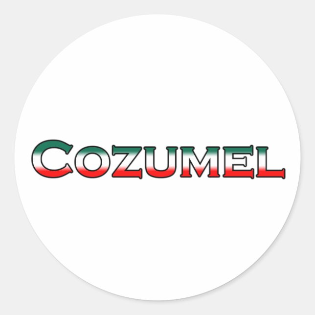Pegatina Redonda Logotipo de Cozumel (texto) (Anverso)